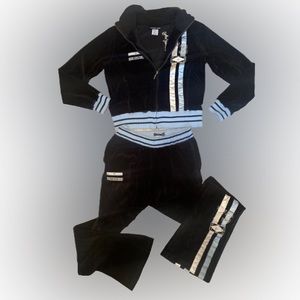 Vintage Y2K Pepe London jeans blue velour track suit